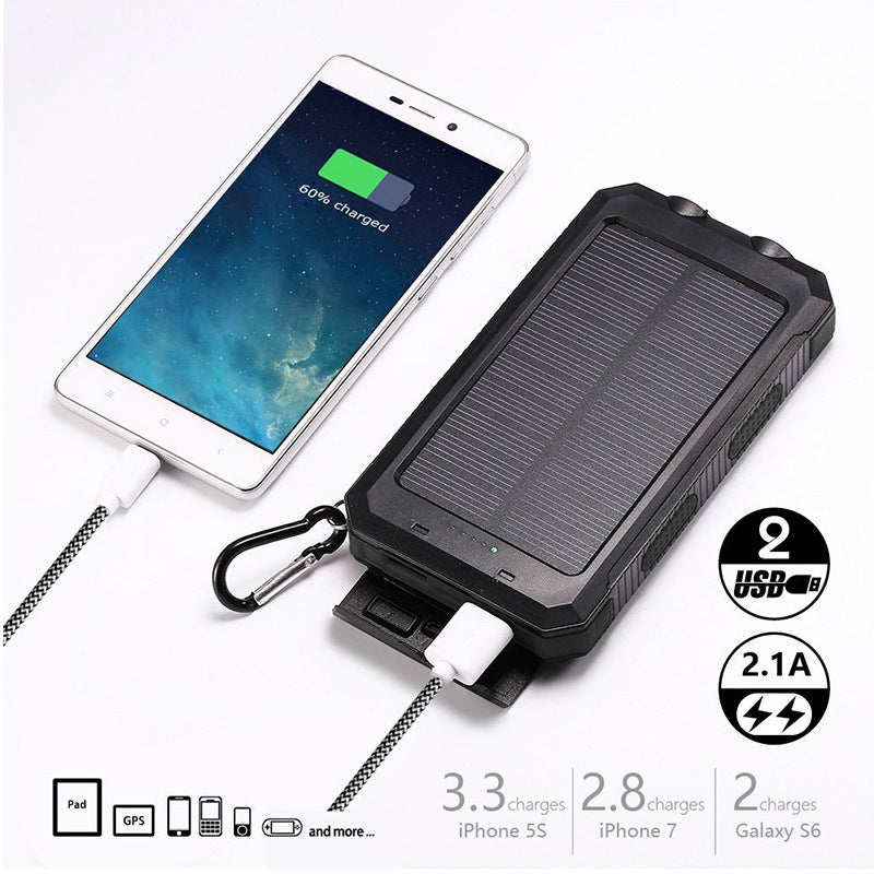 Power bank solare portatile 8000mAh con bussola integrata per outdoor e campeggio