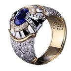 Men's Ring with Natural Blue Sapphire and Diamonds - Top Viaggiare Solutions™