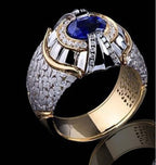 Men's Ring with Natural Blue Sapphire and Diamonds - Top Viaggiare Solutions™