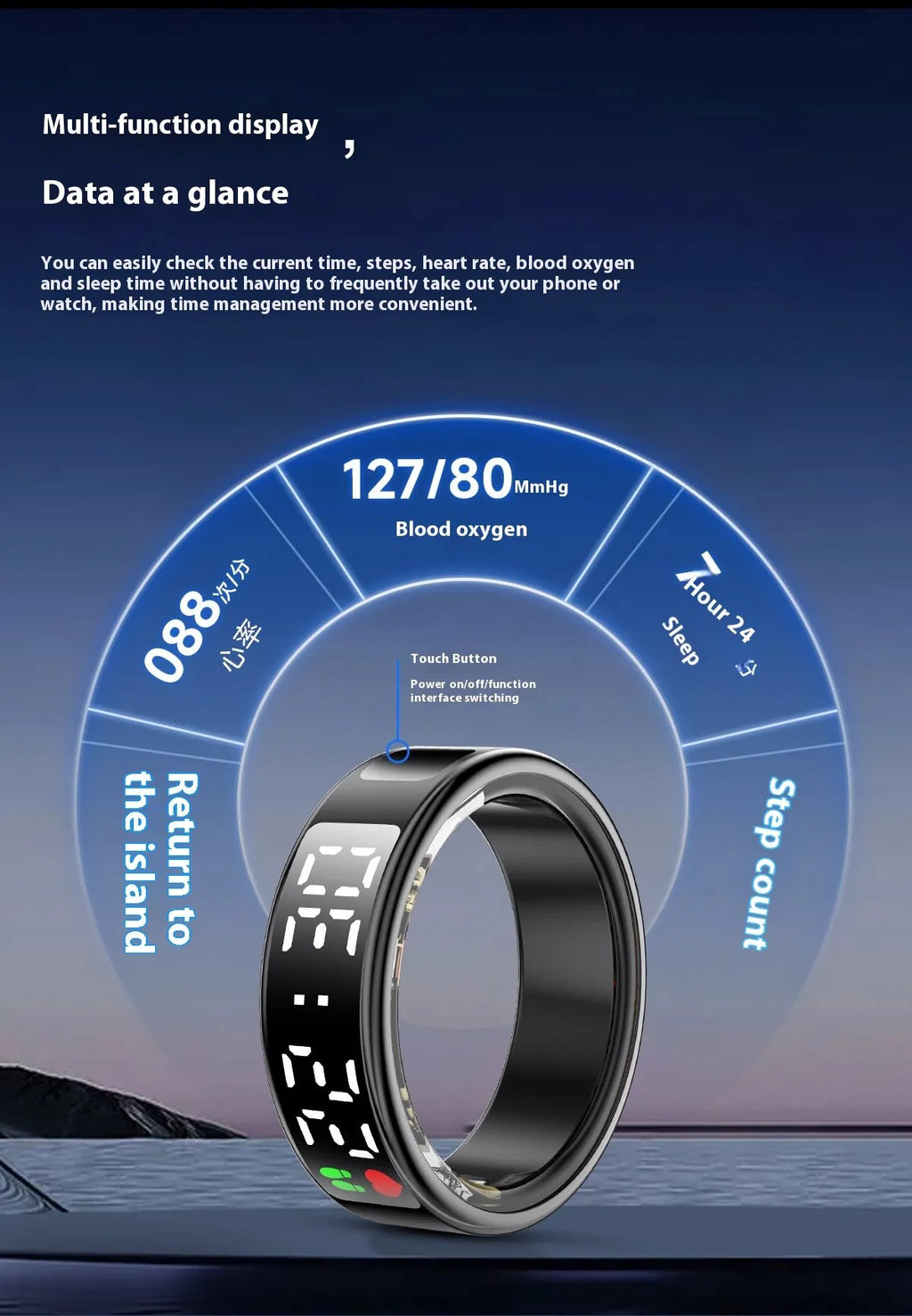 Anello Smart Touch Screen - Il Futuro della Tecnologia Indossabile al Dito