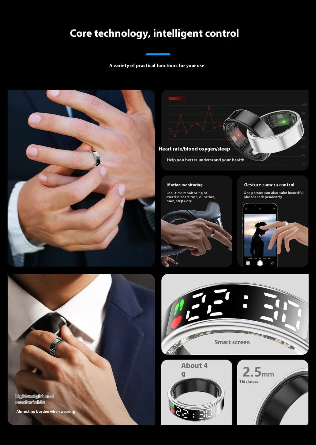 Anello Smart Touch Screen - Il Futuro della Tecnologia Indossabile al Dito