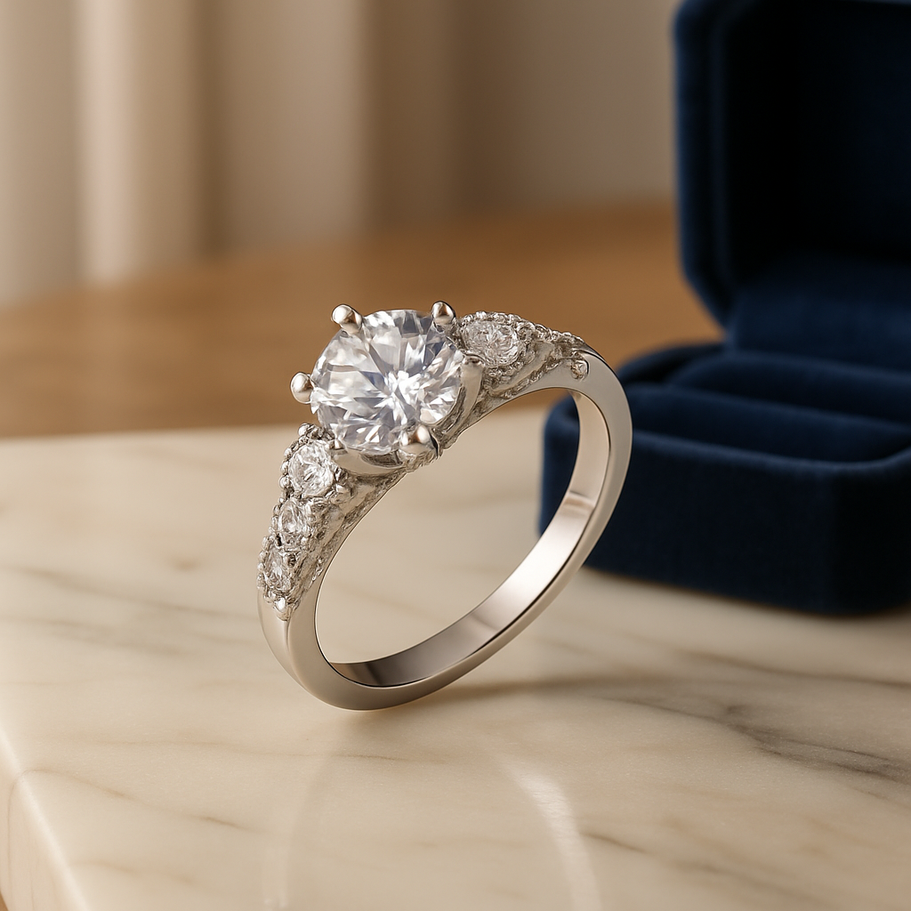 S925 silver ring with 1 carat zirconia elegance refinement jewelry
