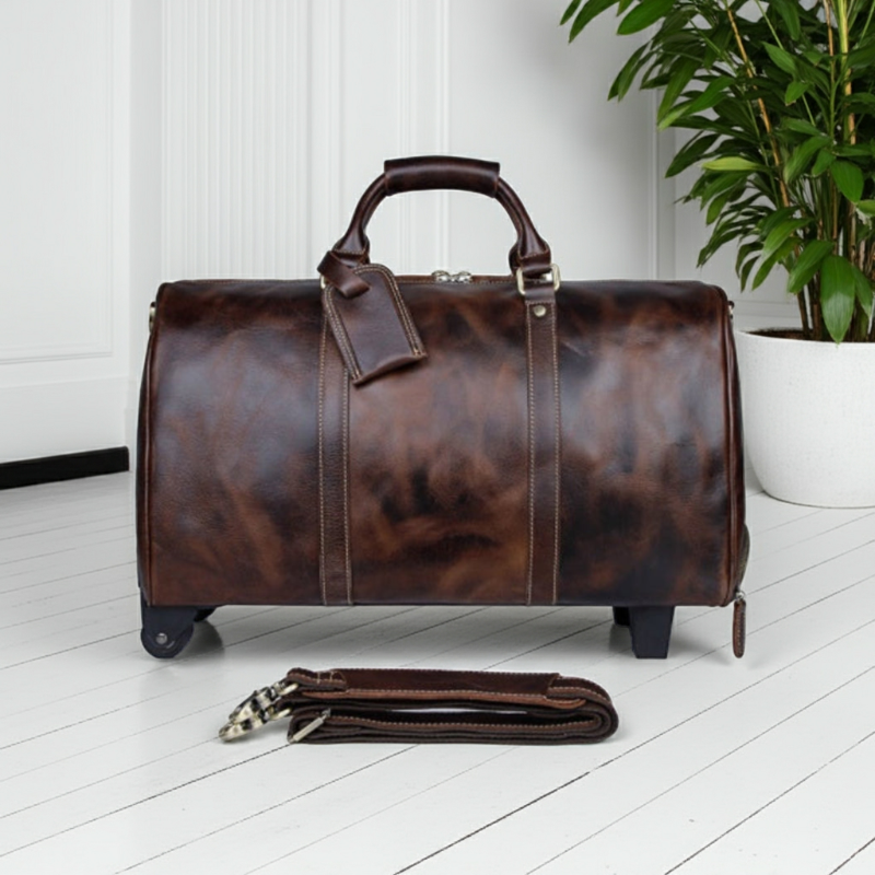 Borsa Viaggio in Vera Pelle Premium - Trolley Grande Capacità - Top Viaggiare Solutions™