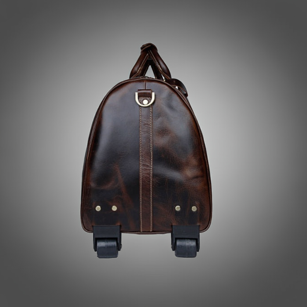 Borsa da viaggio in pelle genuina marrone con trolley grande capacità luxury business