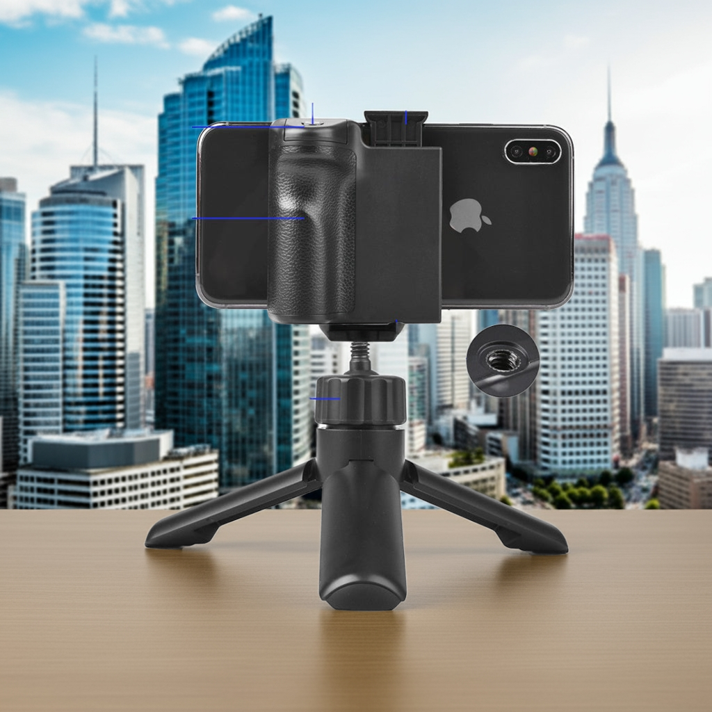 CapGrip wireless Bluetooth selfie booster nero controllo remoto fotografia smartphone