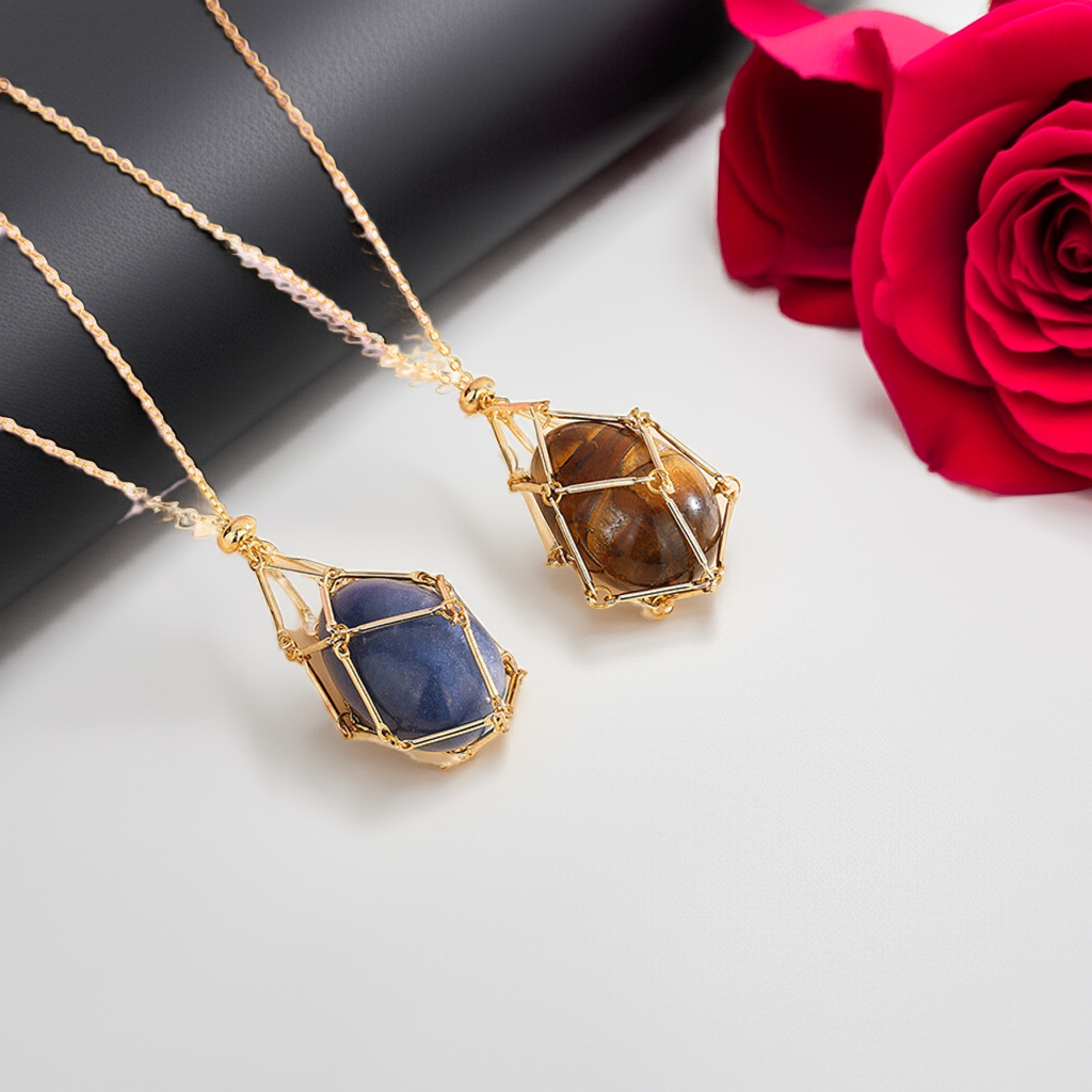 Ciondolo in cristallo naturale collana portafortuna donna protezione energia positiva