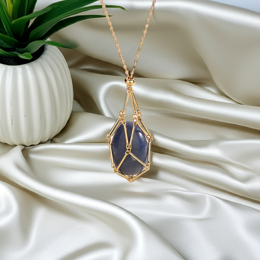 Ciondolo in cristallo naturale collana portafortuna donna protezione energia positiva