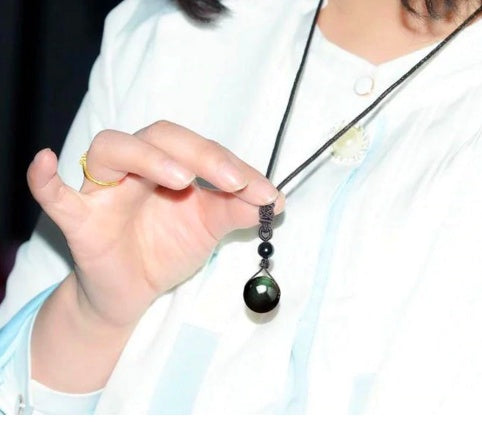 Collana portafortuna in ossidiana arcobaleno naturale con ciondolo protezione energia