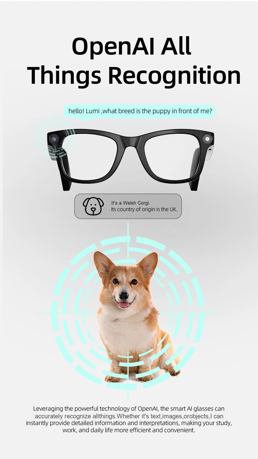 occhiali smart ai con lenti trasparenti