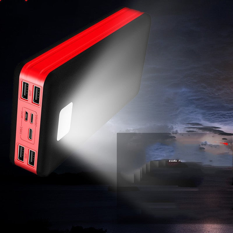 Power bank solare grande capacità 30000mAh nero rosso arancione per avventure outdoor