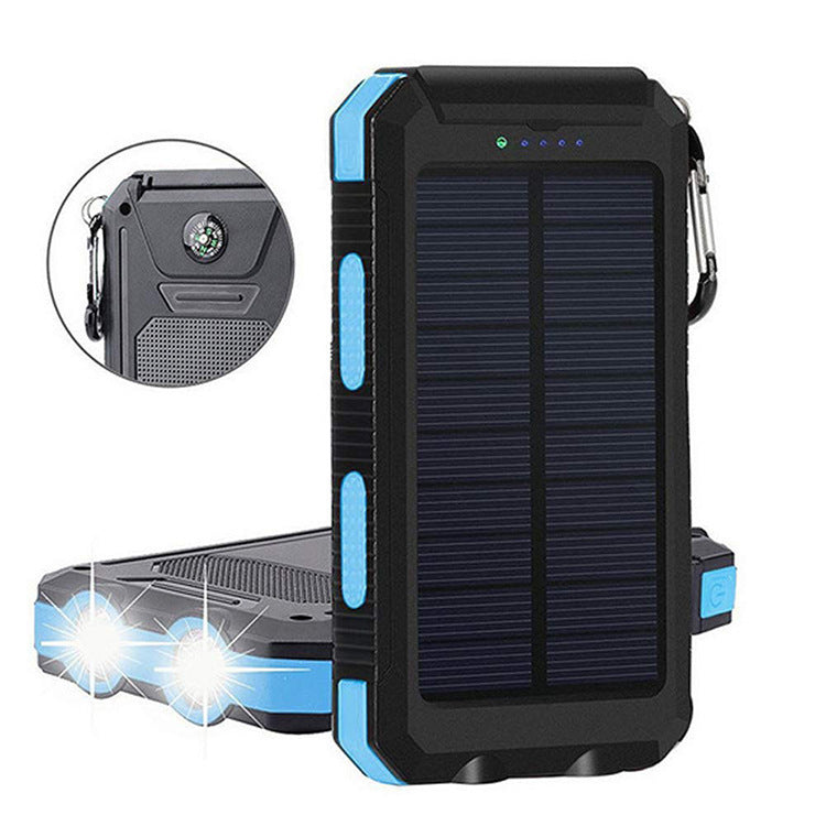 Power bank solare portatile 8000mAh con bussola integrata per outdoor e campeggio