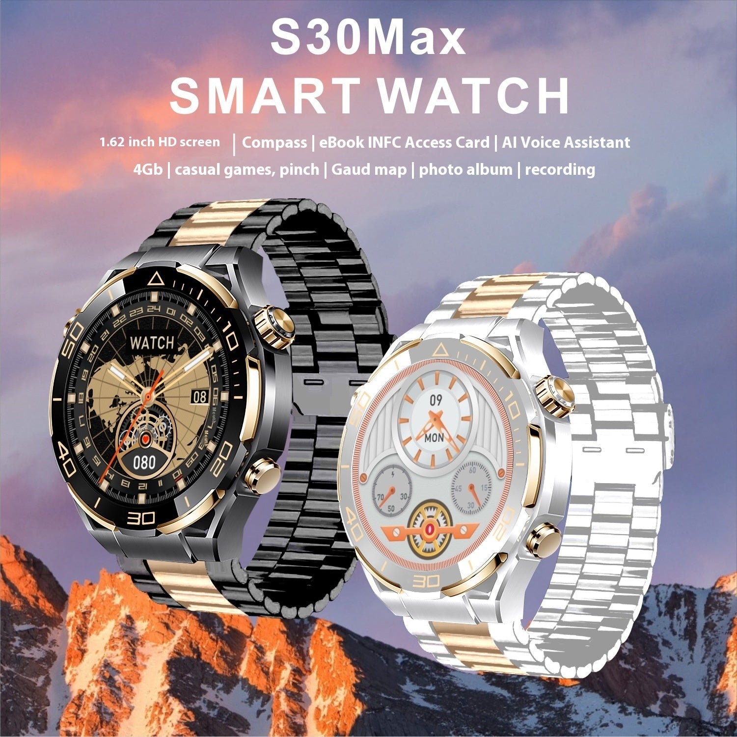 🏃‍♂️ S30Max Waterproof Sports Smartwatch - Multifunction Touch Screen GPS
