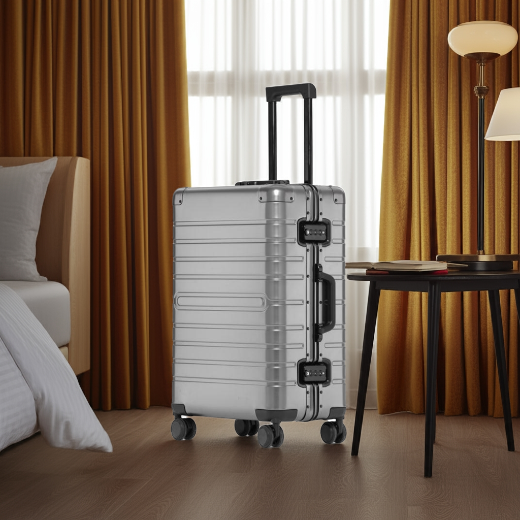 Valigia trolley in lega alluminio magnesio ultra leggera con ruote universali premium