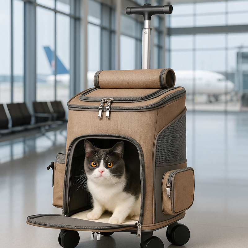 Zaino Trolley Pieghevole per Gatti - Con Ruote Universali - Top Viaggiare Solutions™
