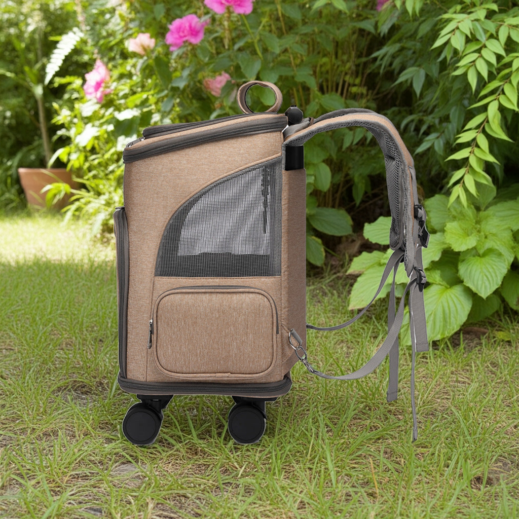 Zaino Trolley Pieghevole per Gatti - Con Ruote Universali