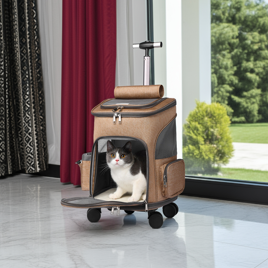 Zaino Trolley Pieghevole per Gatti - Con Ruote Universali